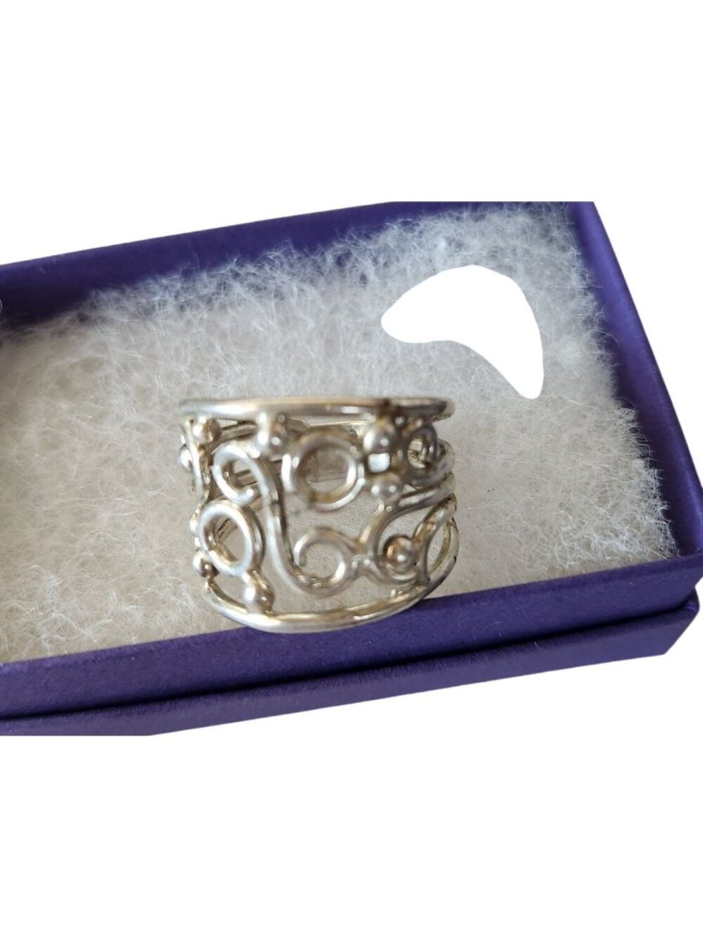 Ring Band Open Silver 20 mm wide Size 8 1/2 7.8 gr no Stone Jerry Fran Harr - Picture 11 of 12